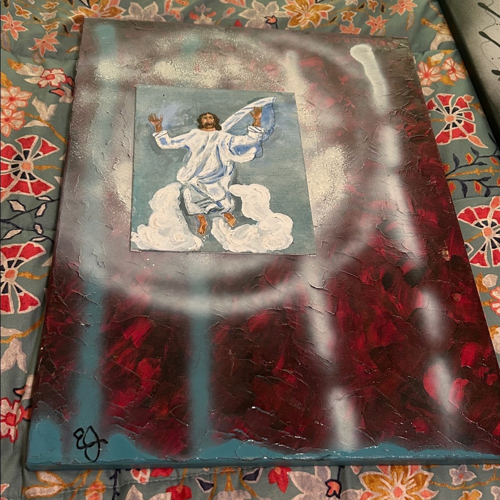 Abstract outsider art Religious Painting with Jesus